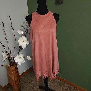 Paper crane faux suede Razorback dress. S